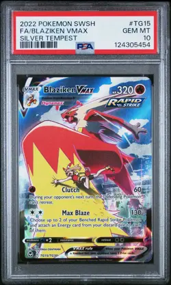 2022 POKEMON SWORD & SHIELD SILVER TEMPEST #TG15 FULL ART/BLAZIKEN VMAX - PSA 10 - Image 1