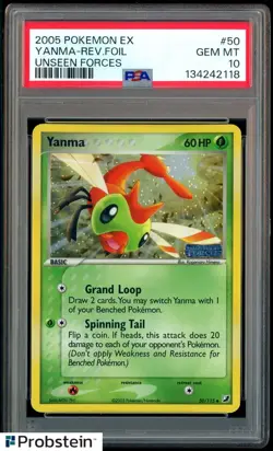 2005 Pokemon EX Unseen Forces #50 Yanma Reverse Holo Foil PSA 10 GEM MINT - Image 1