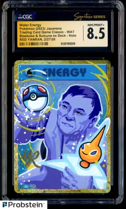 Red Yanran Signed Sketched 2023 Pokemon Classsic Water Energy CGC 8.5 AUTO - Image 1