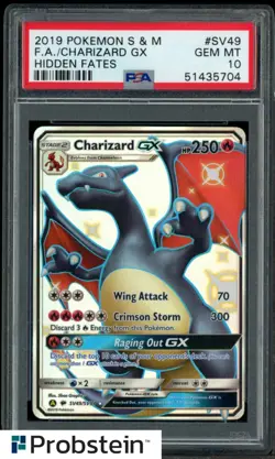 2019 Pokemon S & M Hidden Fates #SV49 FA Charizard GX PSA 10 GEM MINT - Image 1