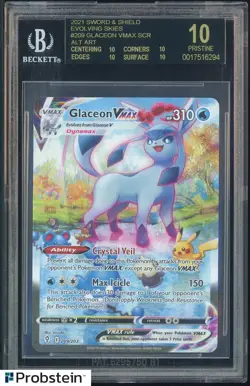 2021 Pokemon Evolving Skies #209 Glaceon VMAX SCR BGS 10 PRISTINE BLACK LABEL - Image 1