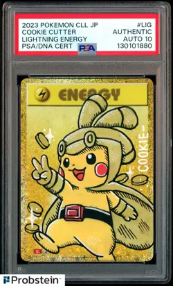 Cookie Cutter Signed Sketched 2023 Pokemon CLB Lightning Energy PSA/DNA AUTO 10 - Image 1