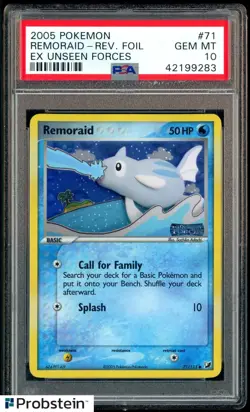 2005 Pokemon EX Unseen Forces #71 Remoraid Reverse Holo Foil PSA 10 GEM MINT - Image 1