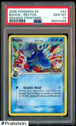 2006 Pokemon EX Dragon Frontiers #43 Bagon Reverse Holo Foil PSA 10 GEM MINT - Image 1