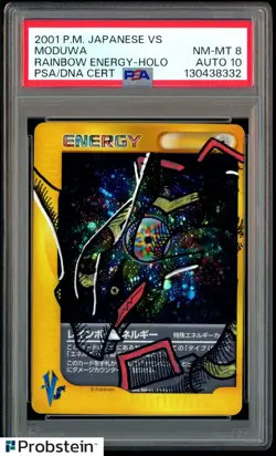 Moduwa Signed Sketched 2001 Pokemon JPN VS Rainbow Energy PSA/DNA 8 AUTO 10 - Image 1