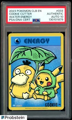 Cookie Cutter Signed Sketched 2023 Pokemon CLB Water Energy PSA/DNA AUTO 10 - Image 1