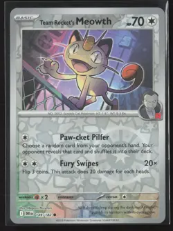 Team Rocket's Meowth 149/182 Common Destined Rivals Pokemon Reverse Holo NM - Image 1
