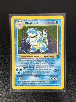 Pokemon Blastoise 2/130 Base Set 2 Holo Rare HP Vintage WotC 2000 - Image 1