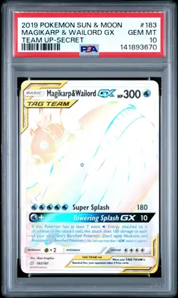 2019 POKEMON SUN & MOON TEAM UP SECRET FULL ART/MAGIKARP & WAILORD GX PSA 10 - Image 1