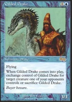 MTG Gilded Drake, Moderate Play, English Urza's Saga - Image 1