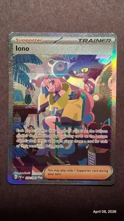 Pokemon TCG Iono 080/091 Scarlet&Violet Paldean Fates Special Illustration Rare - Image 1