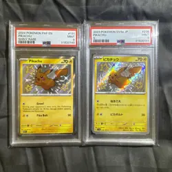 2024 PAF EN PIKACHU #131 & Japanese PIKACHU #236 SHINY RARE POKEMON PSA 9 SET - Image 1