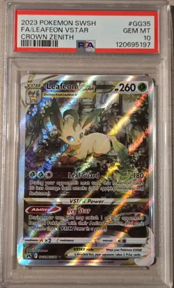 2023 POKEMON SWORD & SHIELD CROWN ZENITH #GG35 FULL ART/LEAFEON VSTAR PSA 10 - Image 1