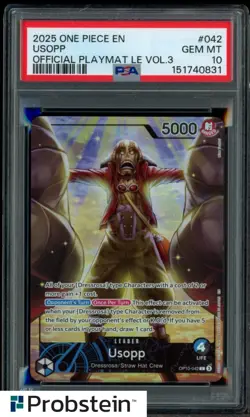 2025 One Piece EN Official Playmat LE Vol.3 #042 Usopp PSA 10 GEM MINT - Image 1