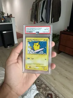 2009 Pokemon Platinum PSA 8 Surfing Pikachu Holo 114/111 - Image 1