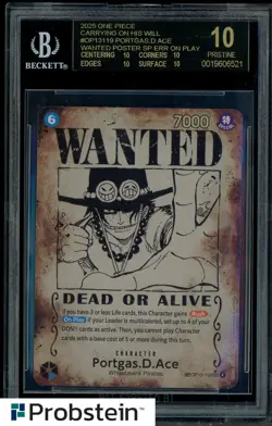 2025 One Piece Carrying/Will OP13119 Portgas D. Ace Wanted SP BGS 10 BLACK LABEL - Image 1