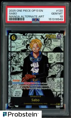 2025 One Piece OP13 Manga Alternate Art EN #120 Sabo PSA 10 GEM MINT - Image 1