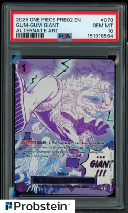 2025 One Piece PRB02 Alternate Art #078 Gum-Gum Giant Luffy PSA 10 GEM MINT - Image 1