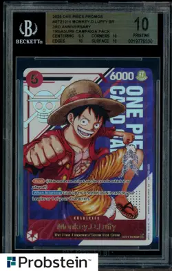 2025 One Piece Promos ST21014 Monkey D Luffy 3rd Anniversary Treasure Cmp BGS 10 - Image 1
