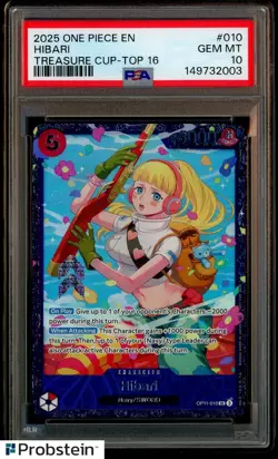 2025 One Piece EN Treasure Cup Top 16 #010 Hibari PSA 10 GEM MINT - Image 1