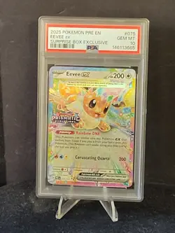 Eevee Ex 075/131 PSA 10 Stamped Surprise Box Prismatic Evolutions Pokemon Card - Image 1