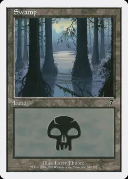 Swamp (348) 7th Edition HEAVILY PLD Basic Land MAGIC THE GATHERING CARD ABUGames - Image 1
