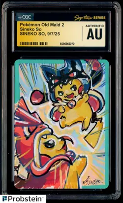 Sineko So Signed Sketched Pokemon JPN Old Maid 2 Card CGC AUTO Authentic - Image 1