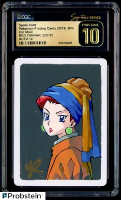 Red Yanran Signed Sketched 2019 Old Maid Pokemon Plyng Card CGC 10 PRISTINE AUTO - Image 1