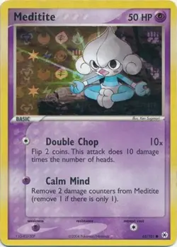 Lightly Played Meditite - 65/101 - Common - Reverse Holo Pokemon Hidden Legends - Image 1