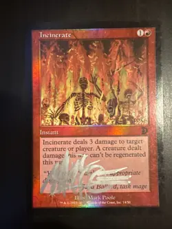 Incinerate Foil Deckmasters Garfield Vs Finkel MTG Magic Signed - Image 1