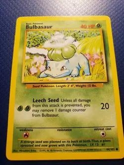 Pokemon TCG Bulbasaur Base Set 44/102 Regular Unlimited Common LP - Image 1