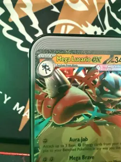 Pokemon Mega Lucario ex Me01: Mega Evolution 077/132 Double Rare Holo 340 HP - Image 2