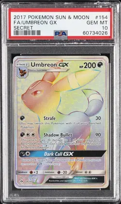 2017 POKEMON SUN & MOON SECRET #154 FULL ART/UMBREON GX PSA 10 - Image 1