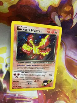 Pokemon TCG Rockets Moltres Holo Rare 12/132 Gym Heroes Unlimited VLP **SWIRL** - Image 4