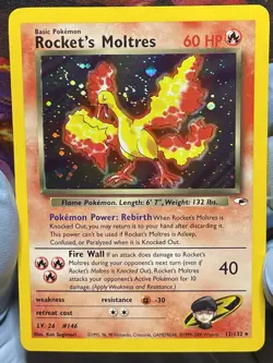 Pokemon TCG Rockets Moltres Holo Rare 12/132 Gym Heroes Unlimited VLP **SWIRL** - Image 5