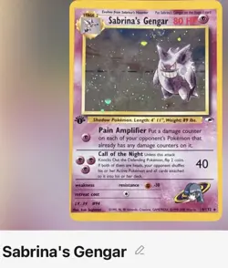 Pokemon Sabrina's Gengar 014/132 Gym Heroes Holo Rare 1st Edition 2000 - Image 1