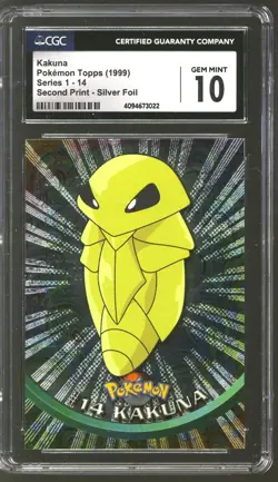 Pokemon Topps TV Series 1 Silver Foil Kakuna 14 CGC 10 GEM MINT - Image 1