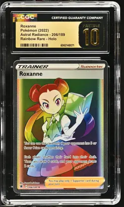 2022 Pokemon Astral Radiance Roxanne Holo Rainbow Rare CGC 10 #206/189 - Image 1