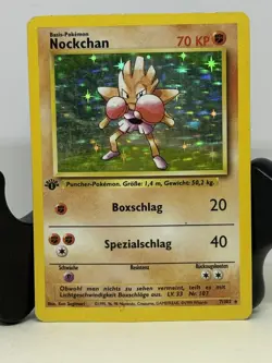Pokemon TCG 1ST EDITION Base Set Hitmonchan Nockchan 7/102 Holo Rare - German LP - Image 1