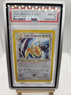 Pokemon Light Dragonite Neo Destiny 1st Edition Holo Rare PSA 8 - Image 1