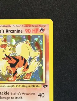 Blaine's Arcanine 1/132 Holo Rare 2000 Gym Challenge WoTC Vintage Pokemon NM - Image 4