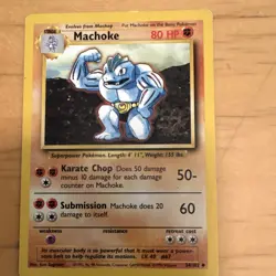 Pokemon TCG Machoke Base Set Uncommon 34/102 Regular 1999 80 HP Ken Sugimori - Image 1
