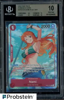 2022 One Piece OP01 Alternate Art Pre-Errata #016 Nami BGS 10 PRISTINE - Image 1