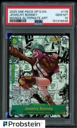 2025 One Piece OP-12 EN Manga Alternate Art #118 Jewelry Bonney PSA 10 GEM MINT - Image 1