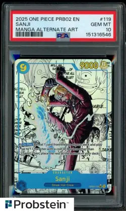 2025 One Piece PRB02 EN Manga Alternate Art #119 Sanji PSA 10 GEM MINT - Image 1