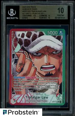 2022 One Piece Romance Dawn OP01002 Trafalgar Law Pre-Errata BGS 10 PRISTINE - Image 1