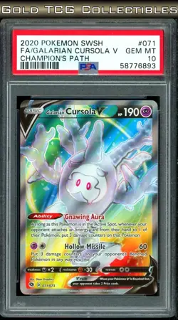 PSA 10 ⭐ Pokemon Galarian Cursola V 071 Full Art Champion's Path Graded Card - Image 1