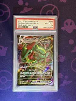 Pokemon TCG Rayquaza VMAX Holo Ultra Rare Card Evolving Skies 111/203 PSA 10 - Image 1