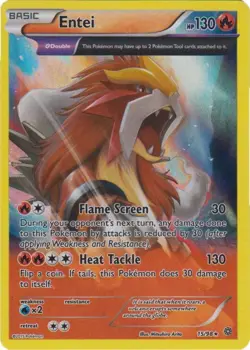 Lightly Played Entei - 15/98 - Holo Rare Pokemon Ancient Origins - Image 1