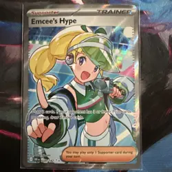 Emcee's Hype 220/182 (NM) Ultra Rare Full Art Destined Rivals Pokemon Card - Image 1